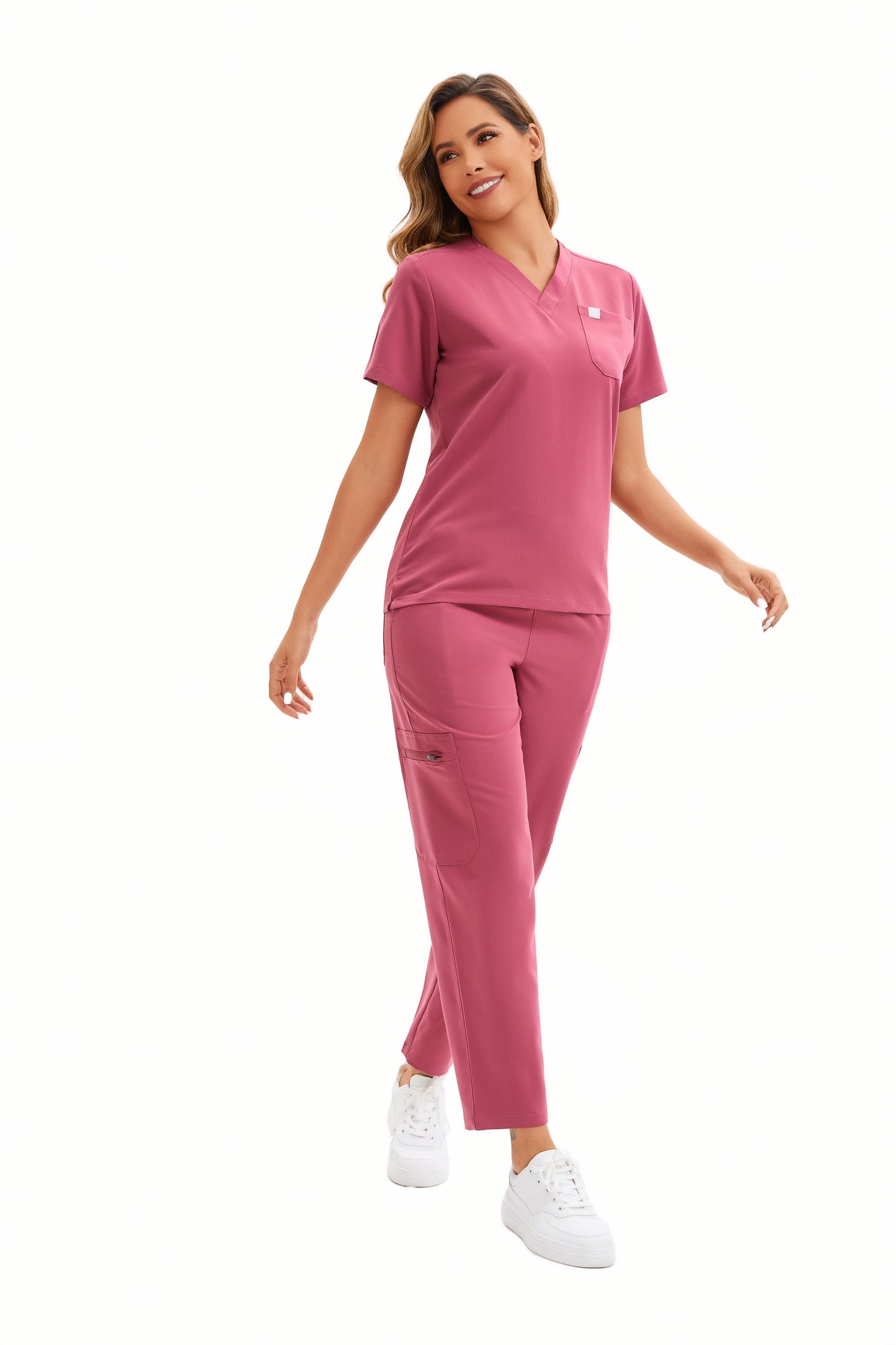 Enwinz Elena Women’s Scrub Pants - Dark Coral Pink