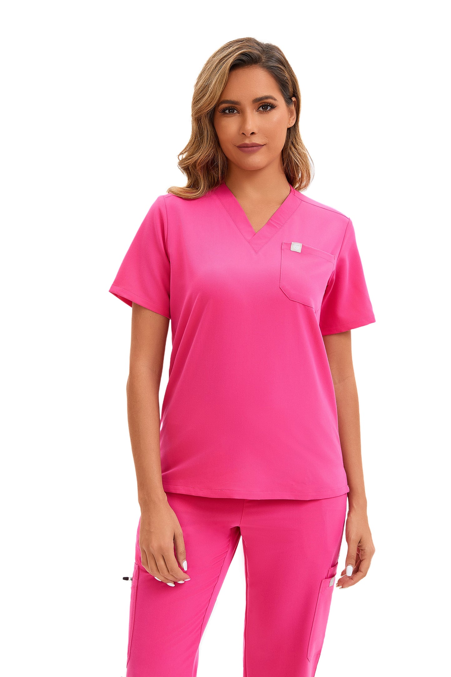Enwinz Elena One Pocket Top Scrub Set – Fuchsia pink | All-Day Comfort