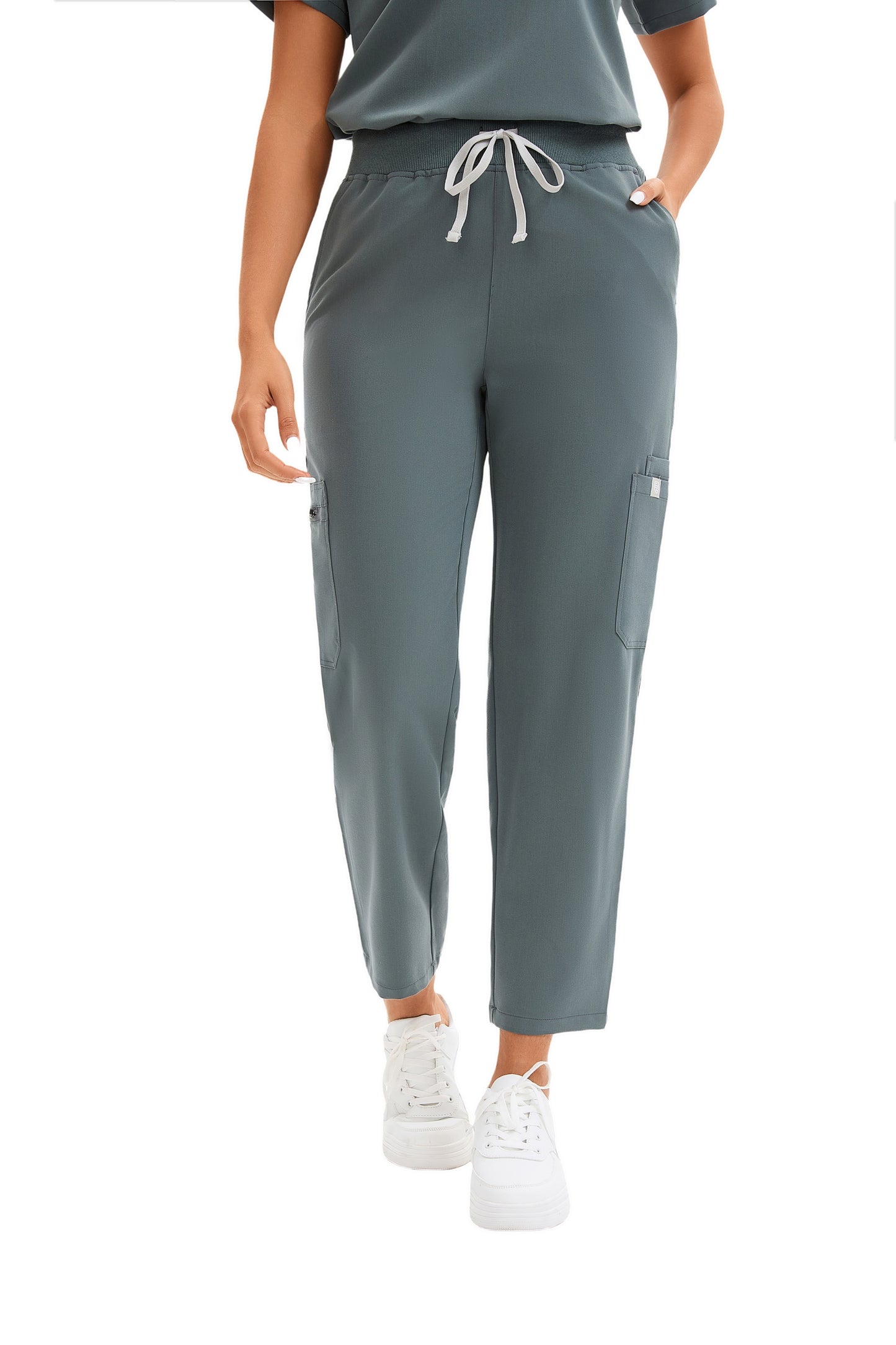 Enwinz Elena One Pocket Top Scrub Set – Charcoal grey | All-Day Comfort