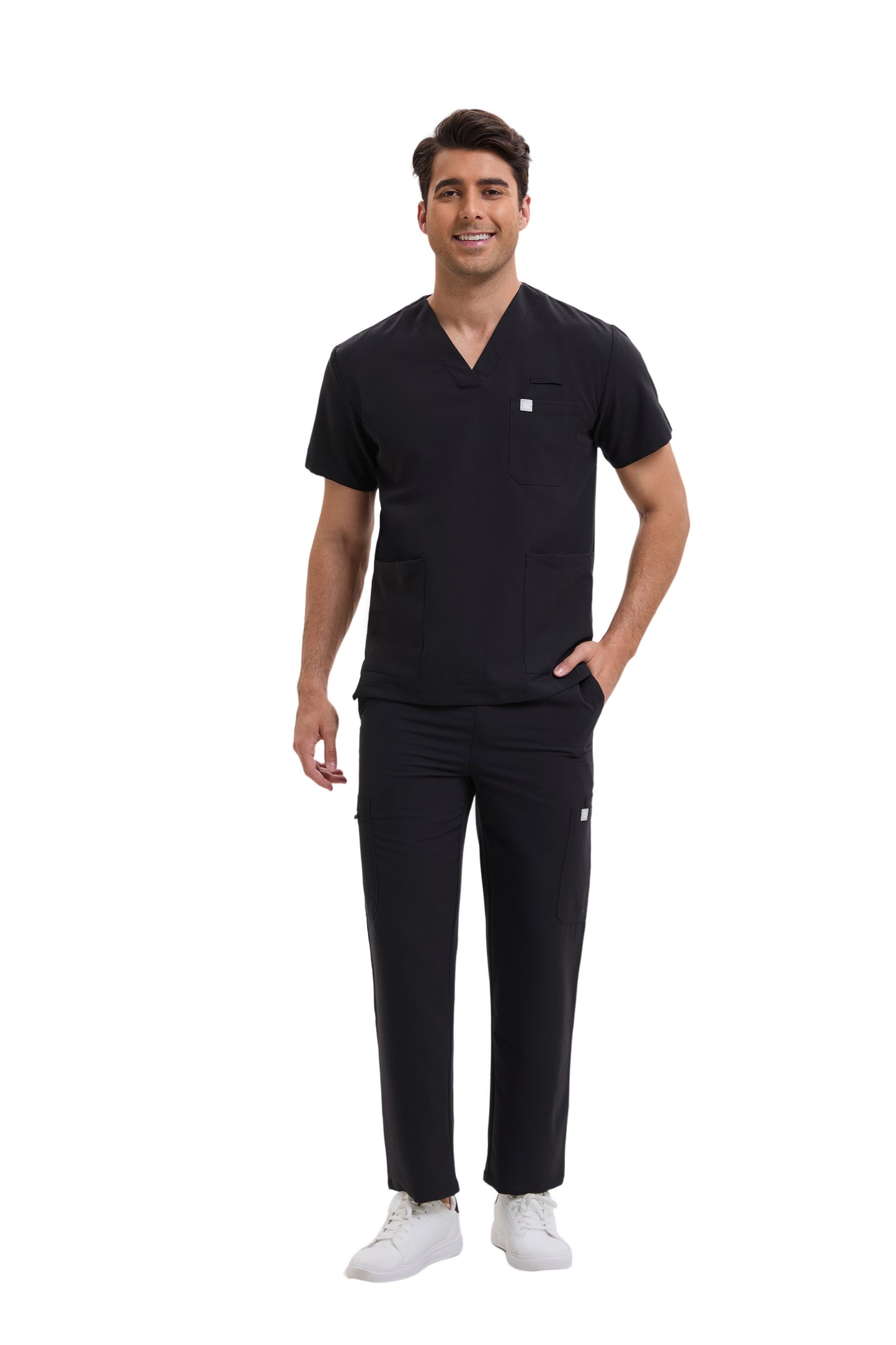 Enwinz Prime Men’s Black Scrub Set – Performance Fit | Durable Comfort | All-Day Mobility