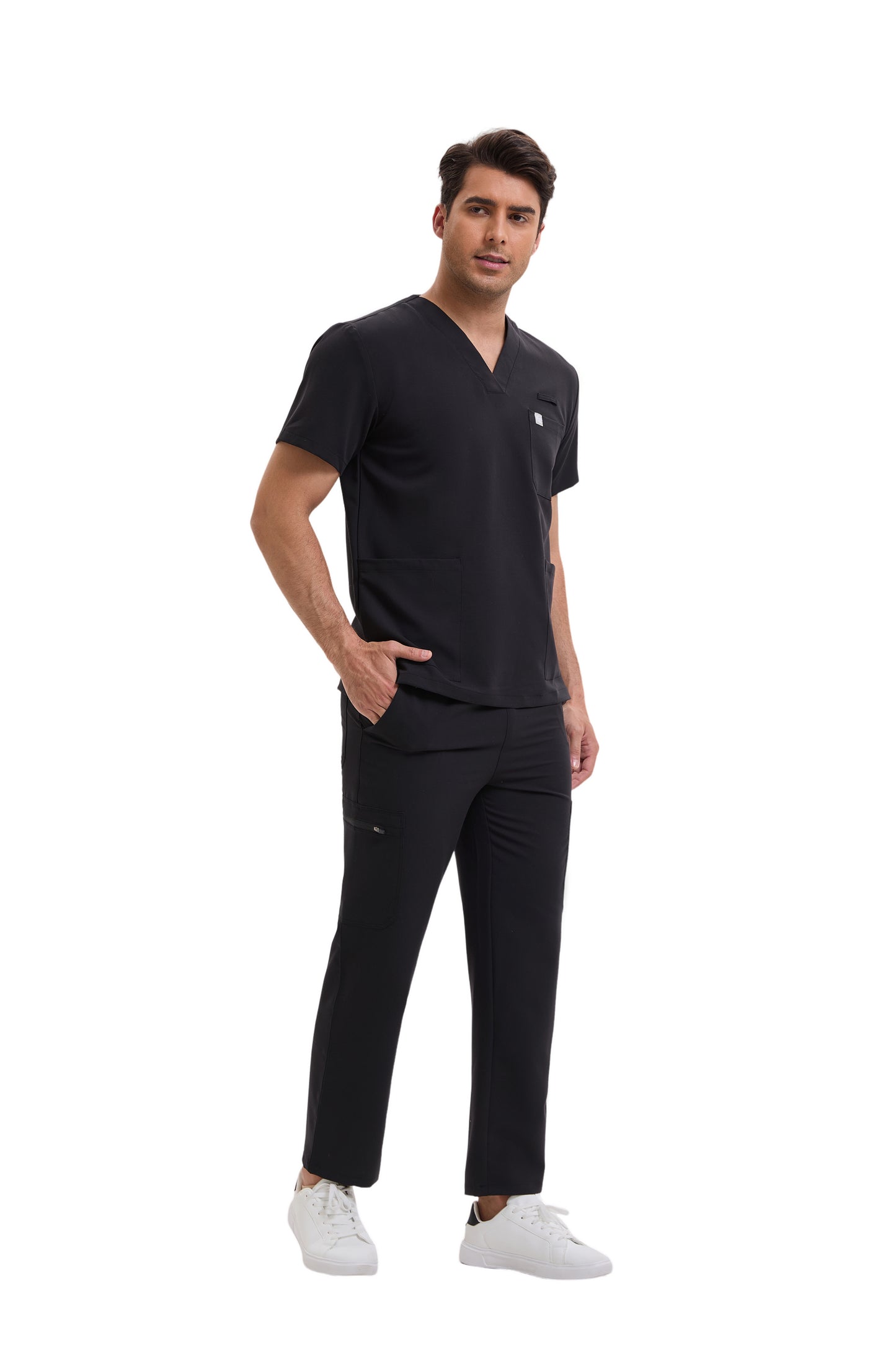 Enwinz Prime Men’s Black Scrub Set – Performance Fit | Durable Comfort | All-Day Mobility