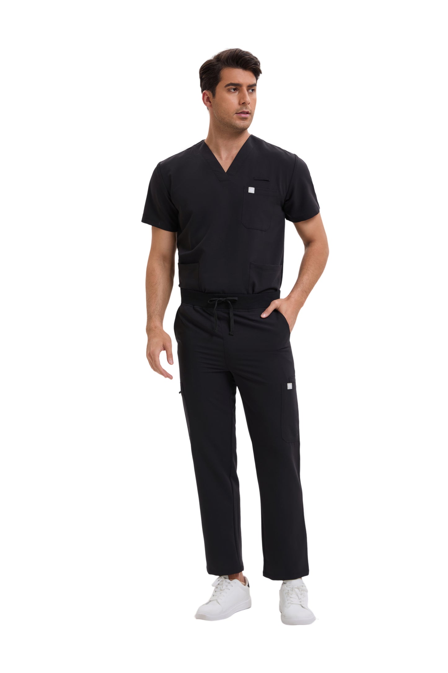 Enwinz Prime Men’s Black Scrub Set – Performance Fit | Durable Comfort | All-Day Mobility