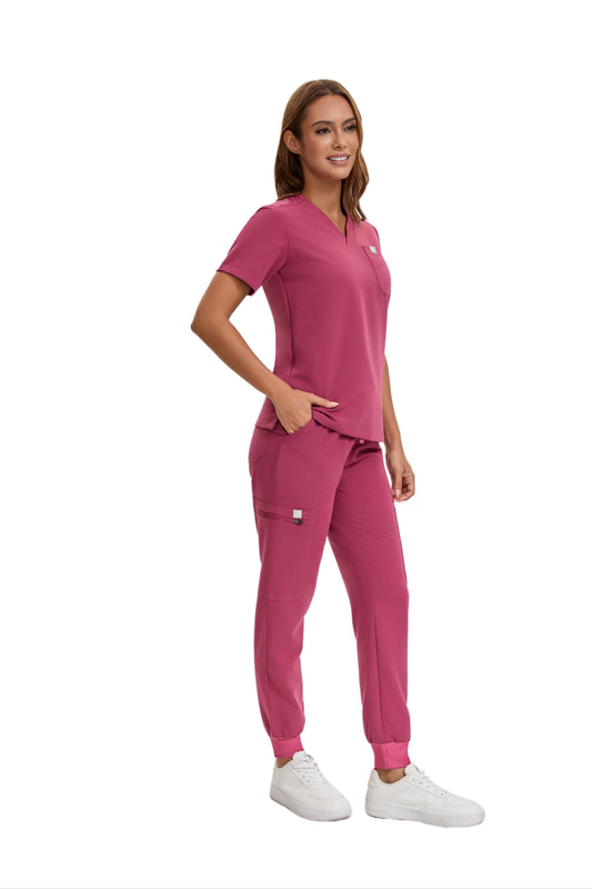 Enwinz Elena Women Jogger Scrub Set - Coral PinkENWINZ Scrubs- Shop uniform Scrubs