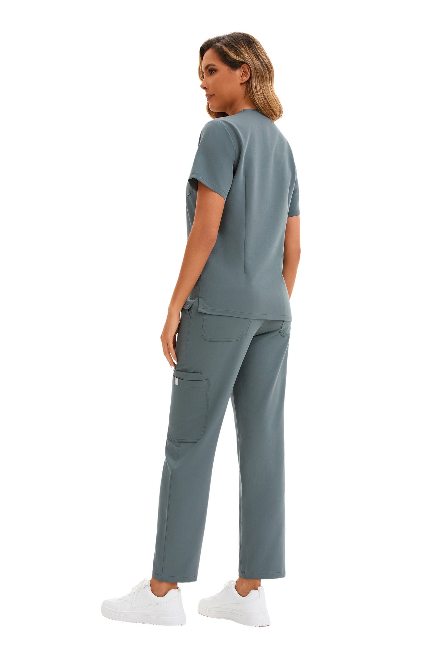 Enwinz Elena Women's One Pocket Scrub Top– Charcoal grey-Modern Fit
