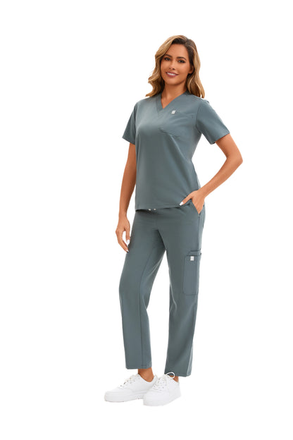 Enwinz Elena Women's One Pocket Scrub Top– Charcoal grey-Modern Fit