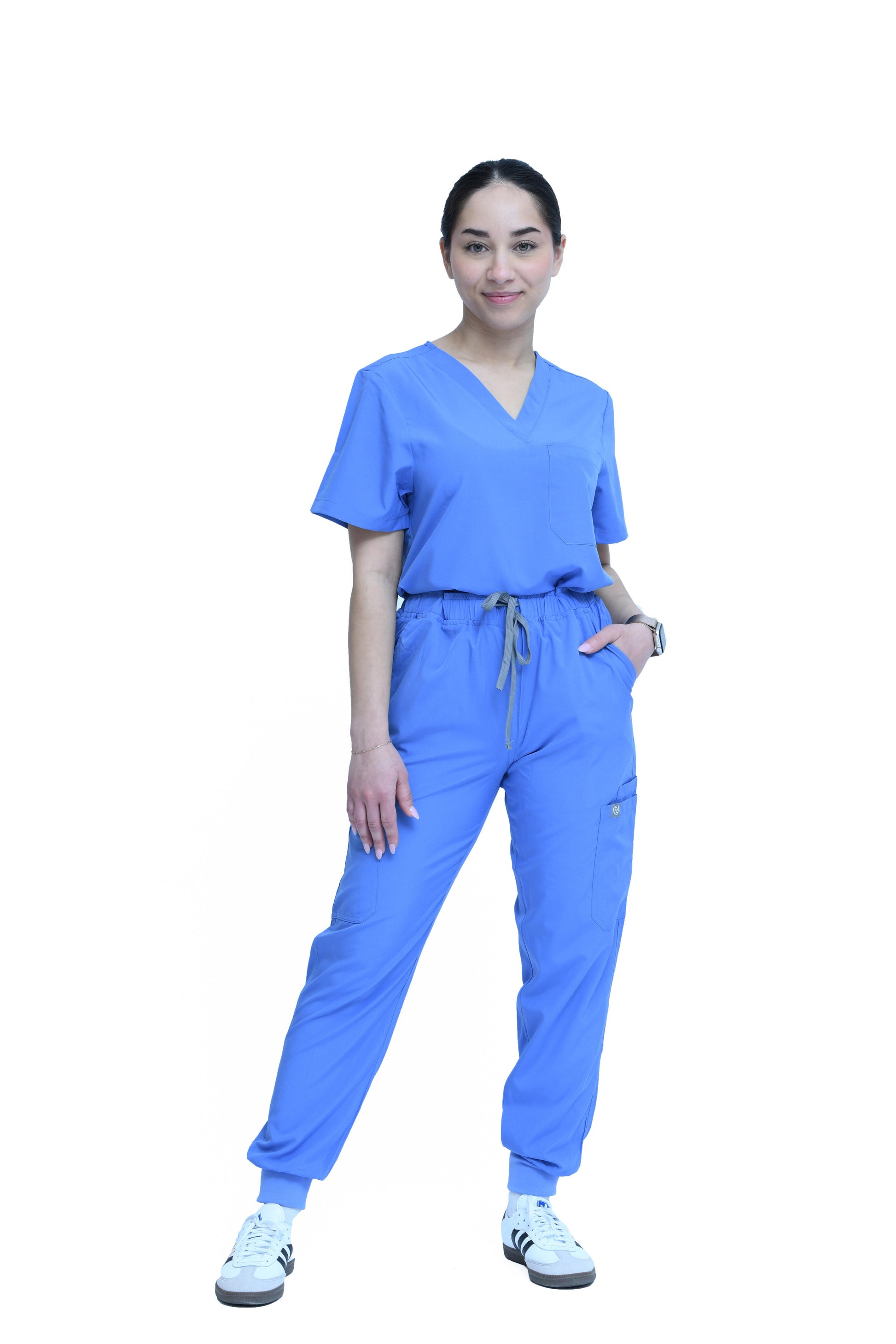 Classic Ceil Blue Scrubs Set for Women XS