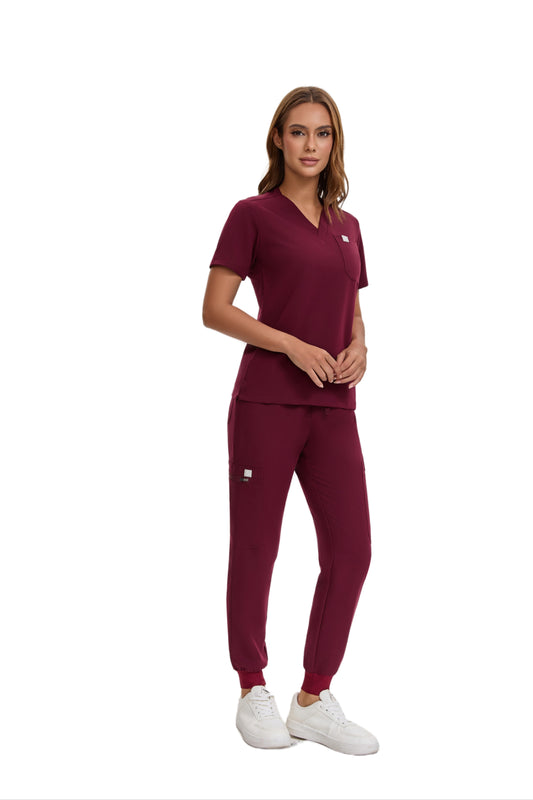 Enwinz Elena Jogger Scrub Set - Red WineENWINZ Scrubs- Shop Medical Uniforms