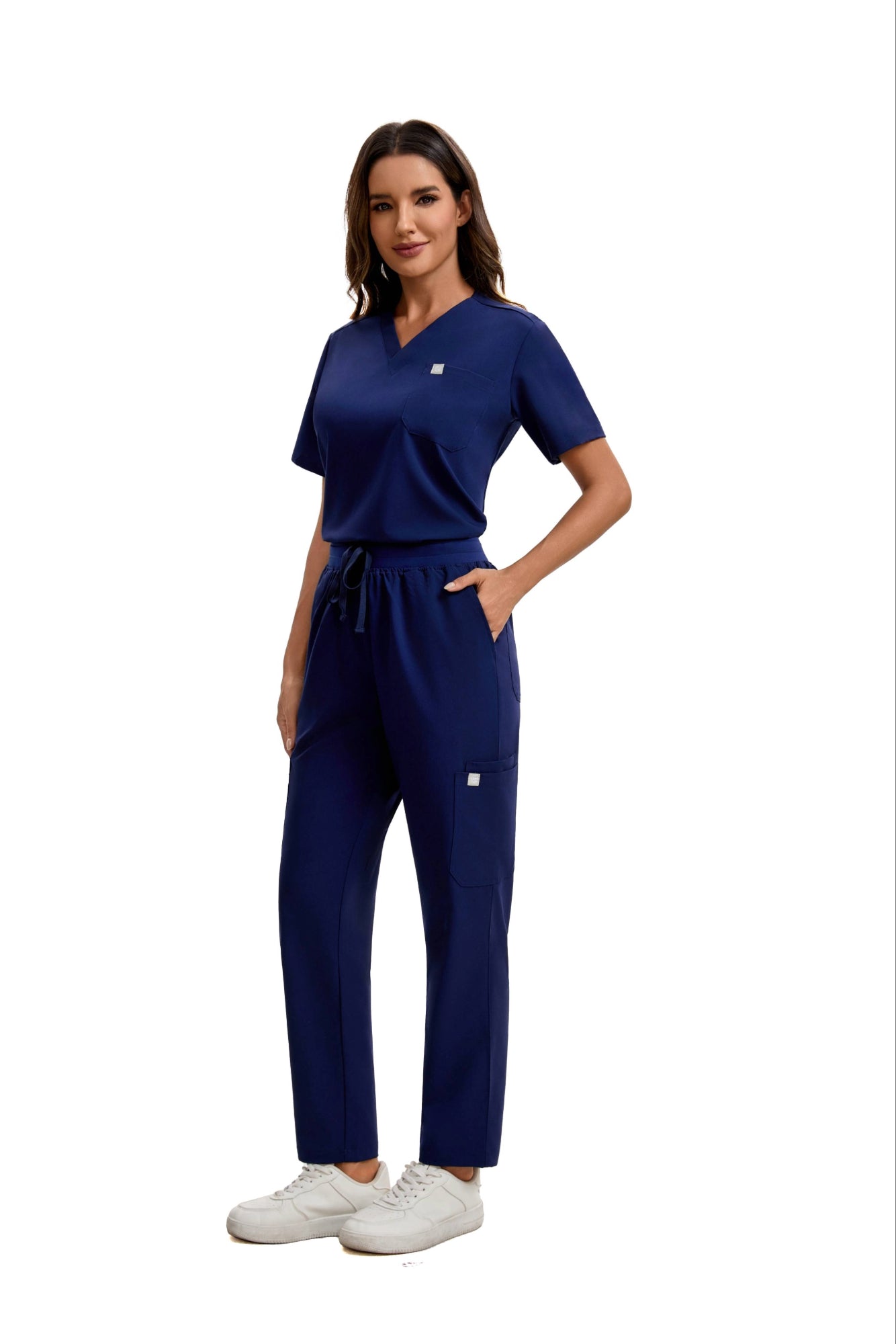 ENWINZ Elena Women’s Navy Blue Scrub Set | Premium Stretch Medical Uniform