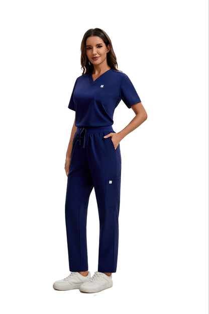 ENWINZ Elena Women’s Navy Blue Scrub Set | Premium Stretch Medical Uniform
