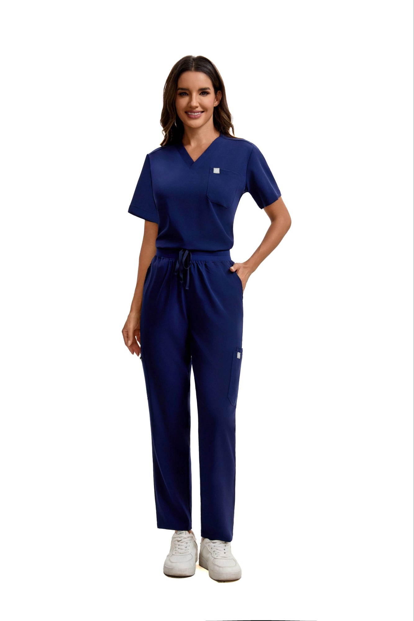 ENWINZ Elena Women’s Navy Blue Scrub Set | Premium Stretch Medical Uniform