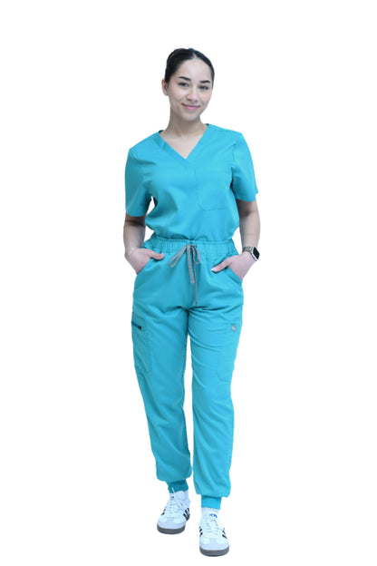 Women scrub set teal blue