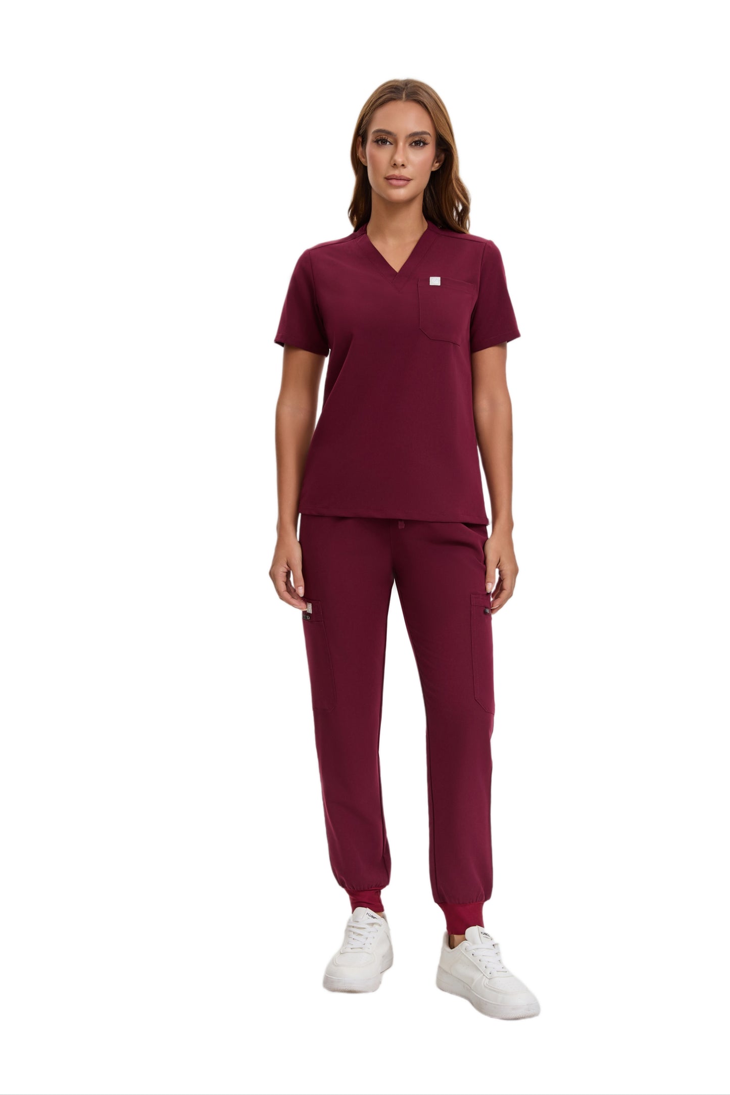 Enwinz Elora Women’s  Jogger Scrub Pants - Wine Red