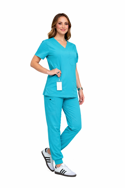 Enwinz Modern Classic Women’s Scrub Set – Teal Blue