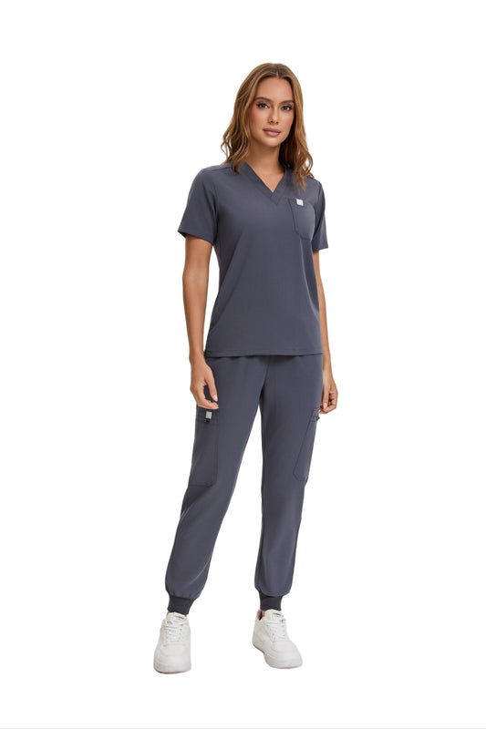 Enwinz Elena women Jogger Scrub Set -GreyENWINZ Scrubs- Shop Medical Uniforms