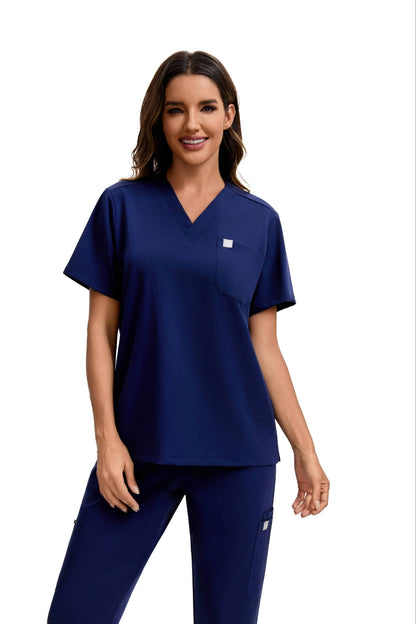 ENWINZ Elena Women’s Navy Blue Scrub Set | Premium Stretch Medical Uniform