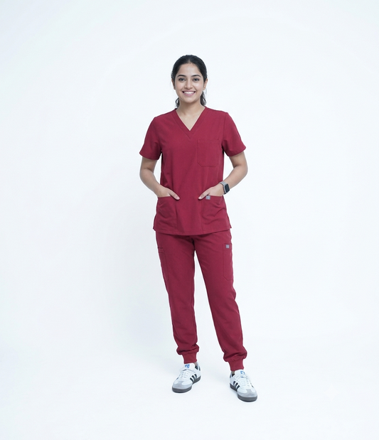 Enwinz Modern Classic Scrub Set for Women | BurgundyENWINZ Scrubs- Shop uniform Scrubs